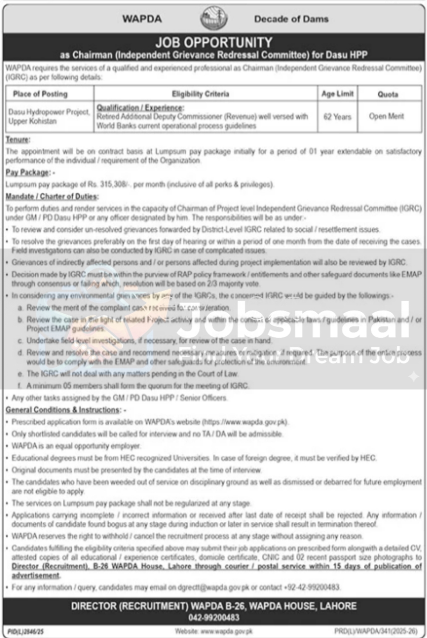 Latest WAPDA Jobs 2026 