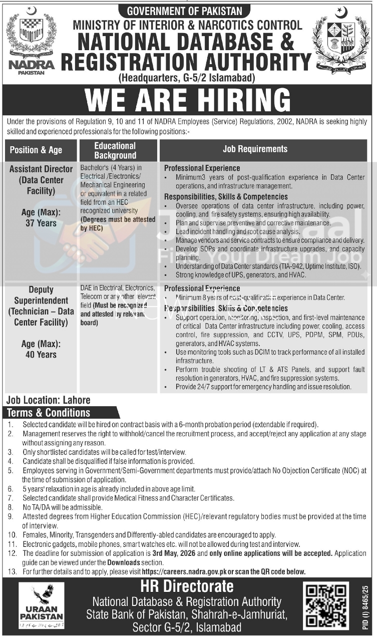 National Database & Registration Authority NADRA Jobs 2026