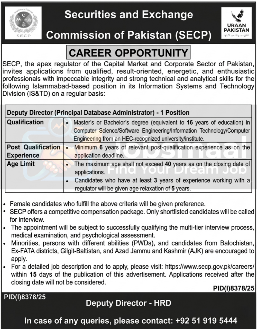 Securities and Exchange Commission of Pakistan SECP Jobs 2026