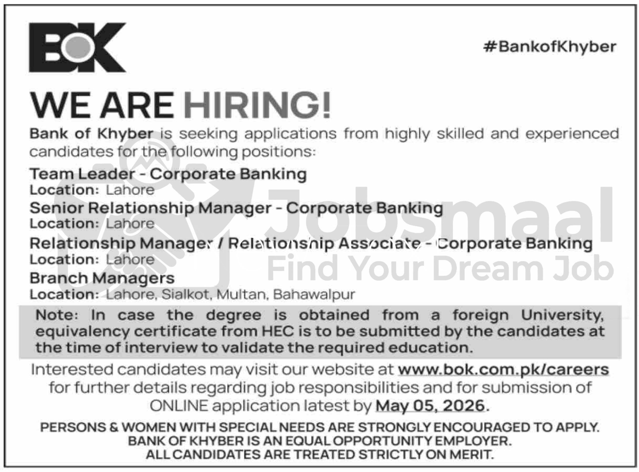 Bank of Khyber Jobs 2026 – Team Leader & Branch Managers Apply Online