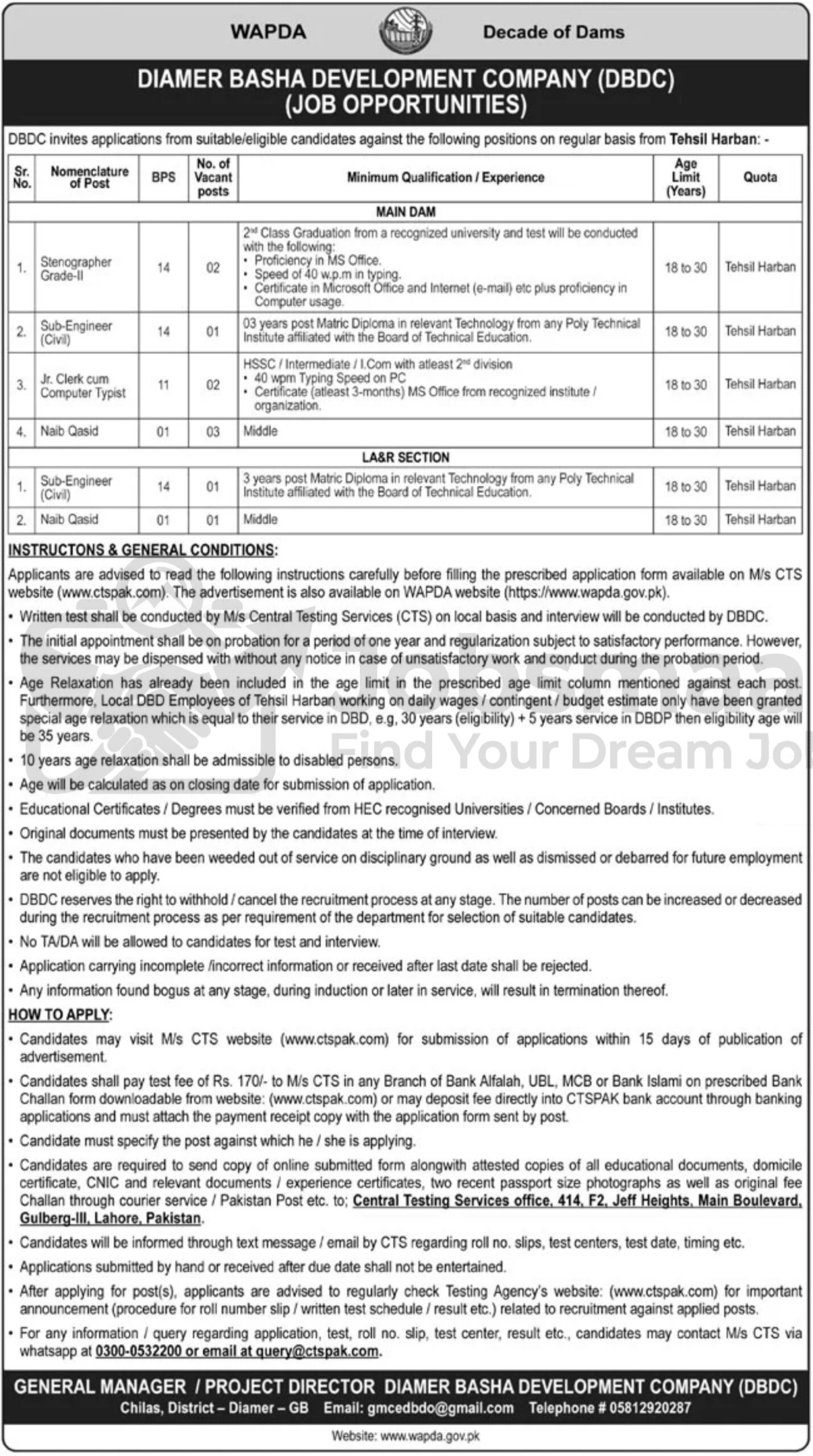 Diamer Basha Development Company DBDC Jobs 2026 