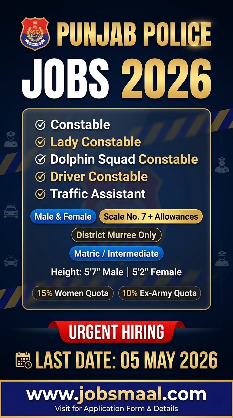 Punjab Police Jobs 2026: Lady Constable, Dolphin Squad & Driver Recruitment
