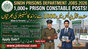 Sindh Prisons Department Jobs 2026 – 1,000+ Prison Constable Posts, Apply Now