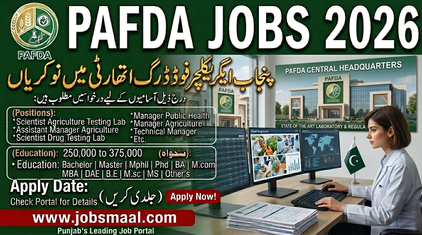Punjab Agriculture Food and Drug Authority PAFDA Jobs 2026