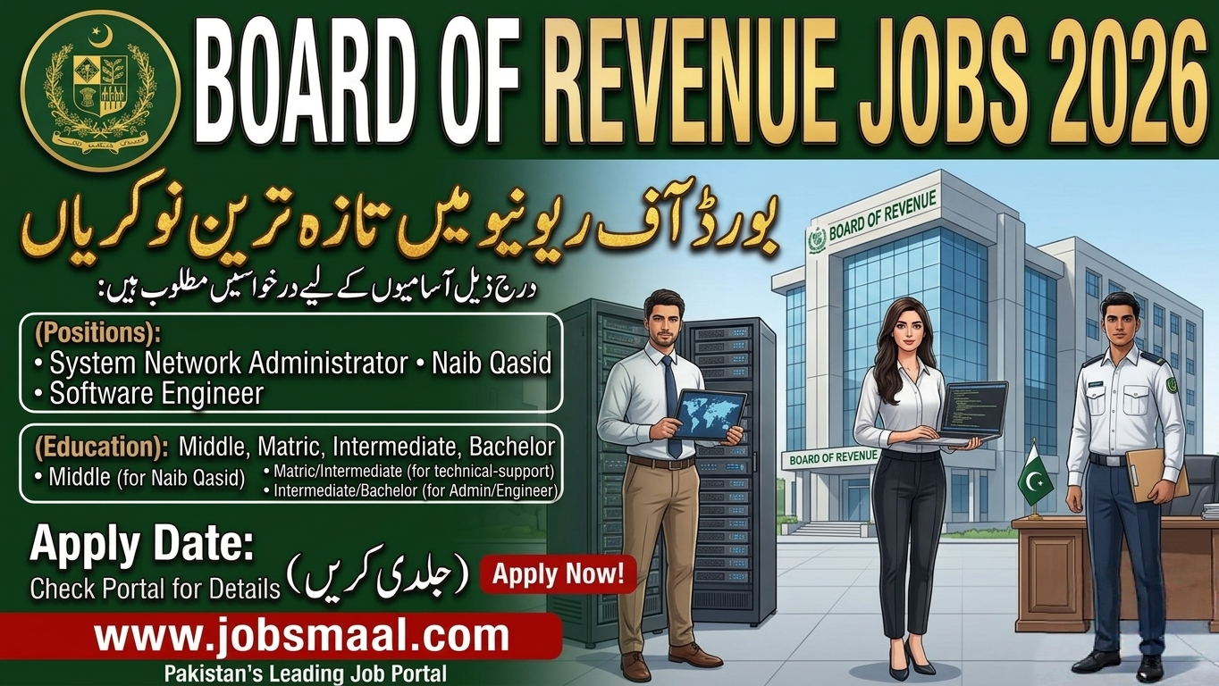 Board of Revenue Punjab Jobs 2026: Software Engineer, Network Admin & Naib Qasid Posts
