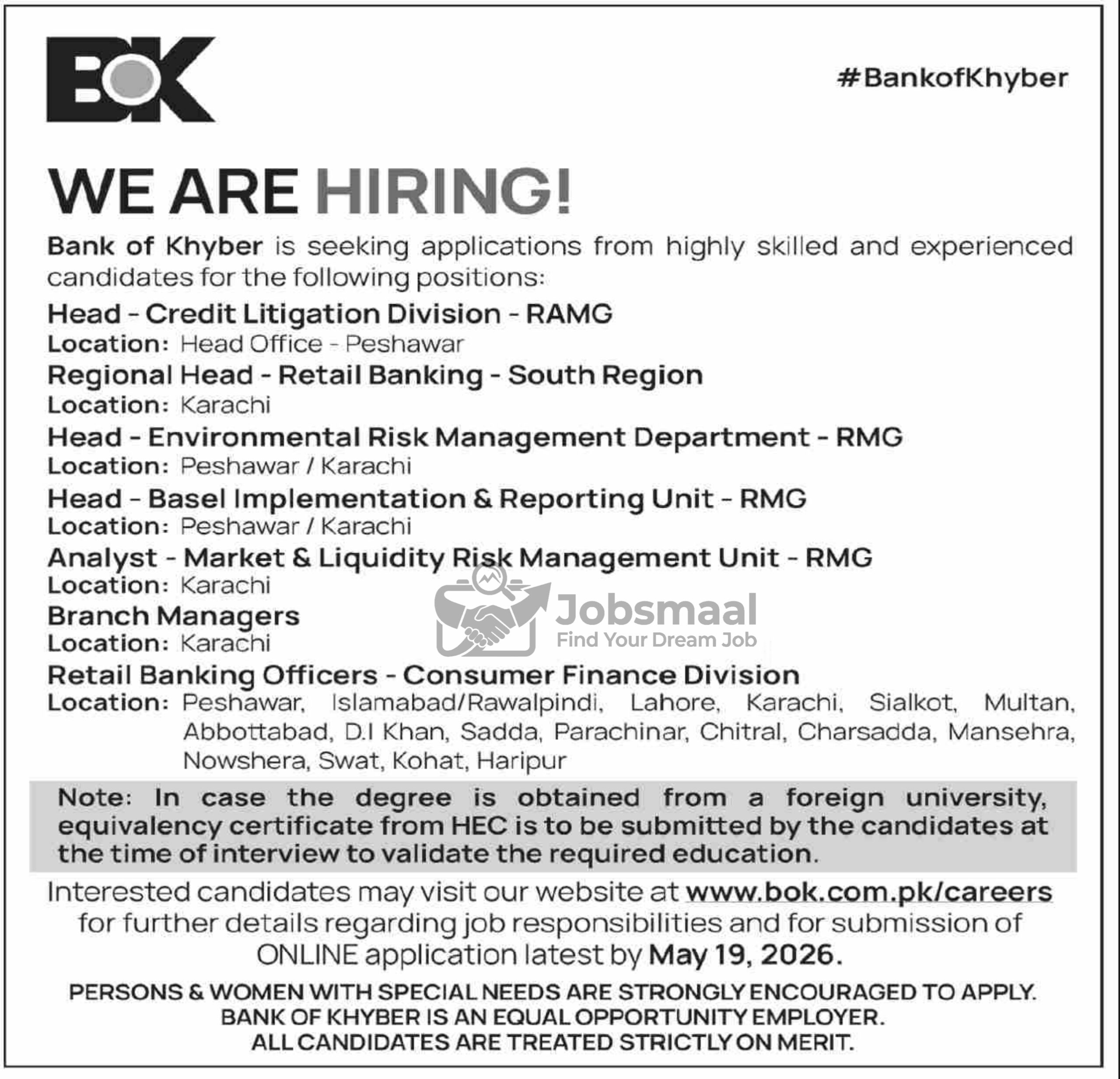Bank of Khyber Jobs 2026 Apply Online – Branch Manager & Retail Banking Officer Posts