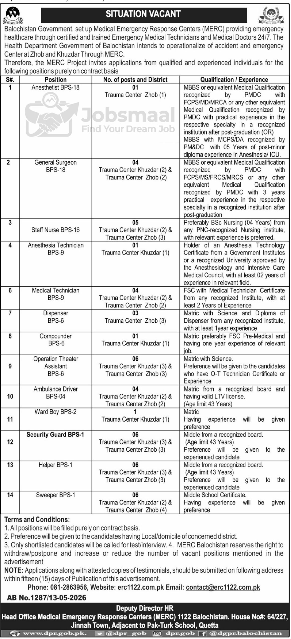 Medical Emergency Response Centers MERC 1122 Jobs 2026