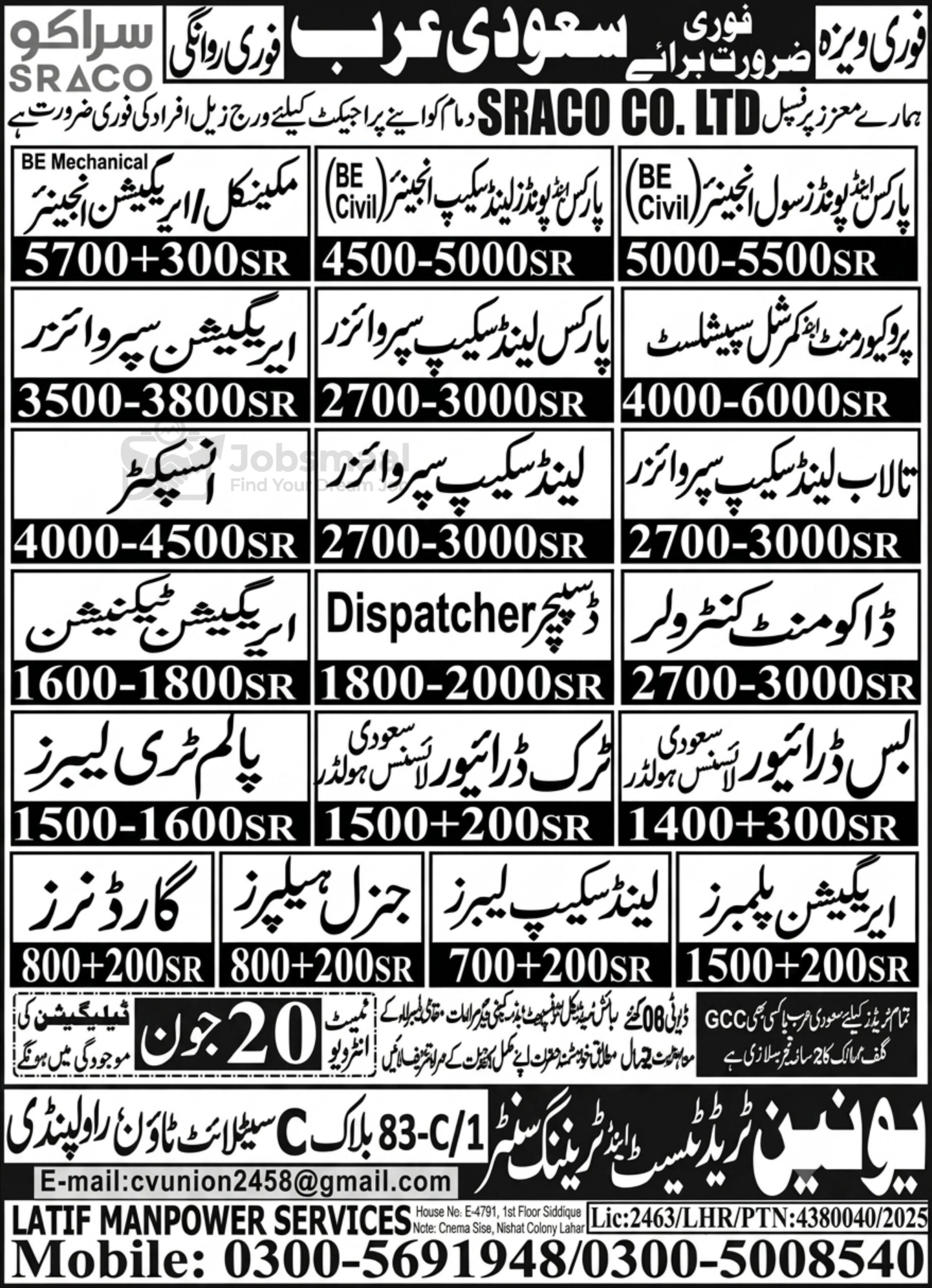 SRACO Saudi Arabia Jobs 2026