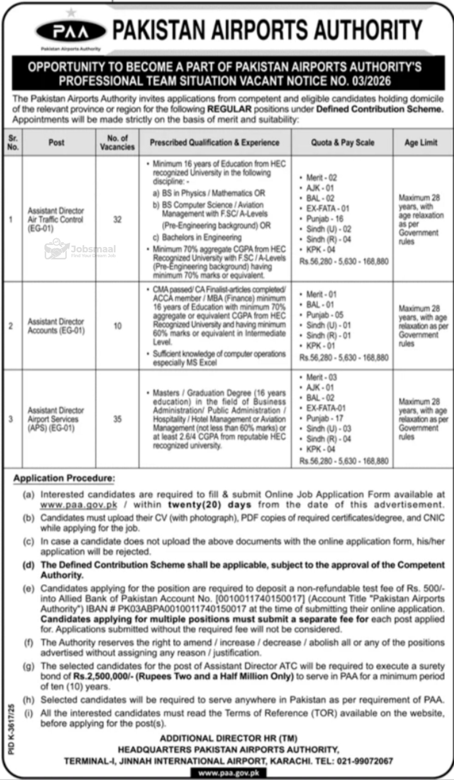 Pakistan Airports Authority PAA Jobs 2026 