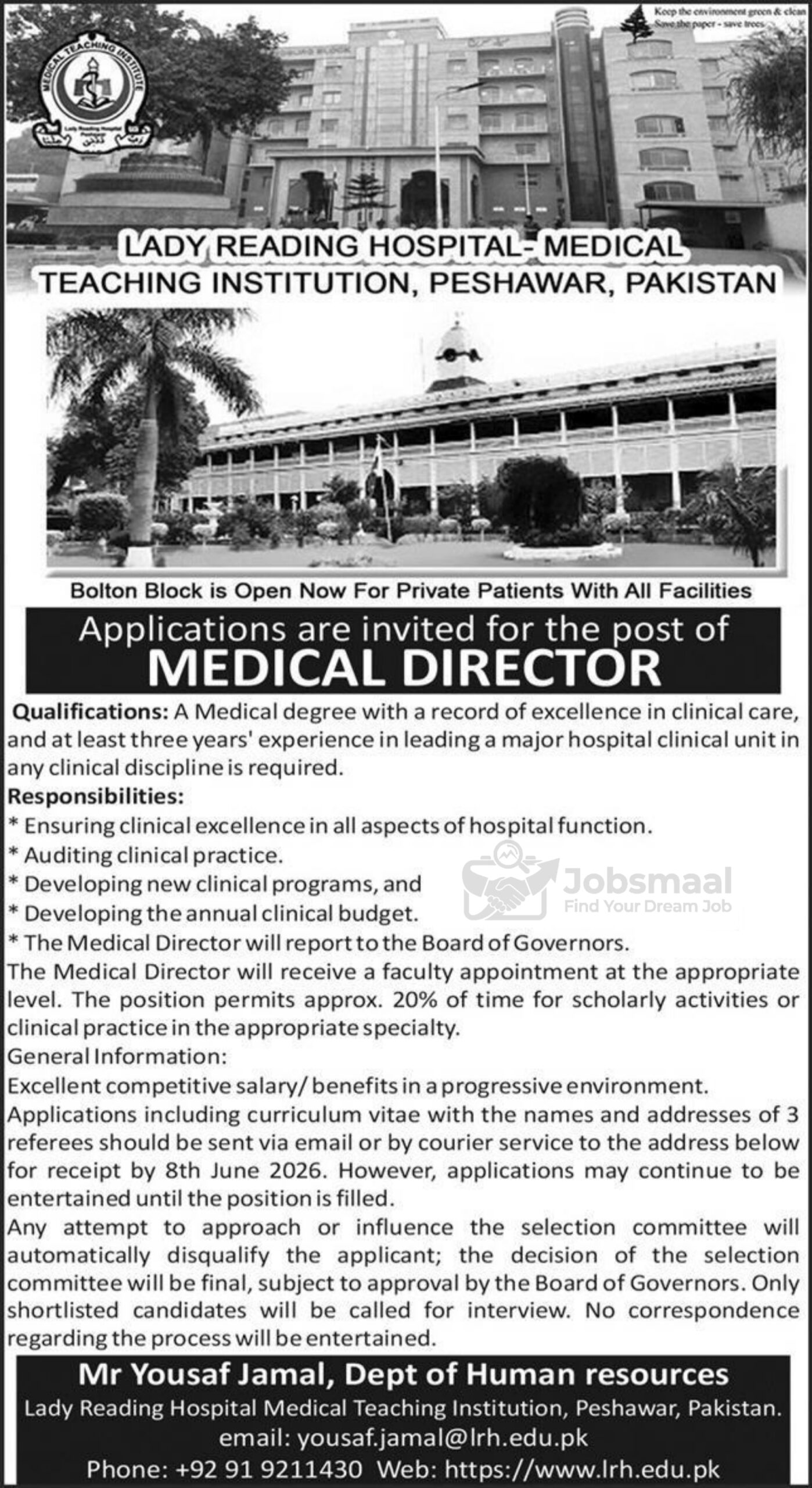 Lady Reading Hospital LRH Jobs 2026