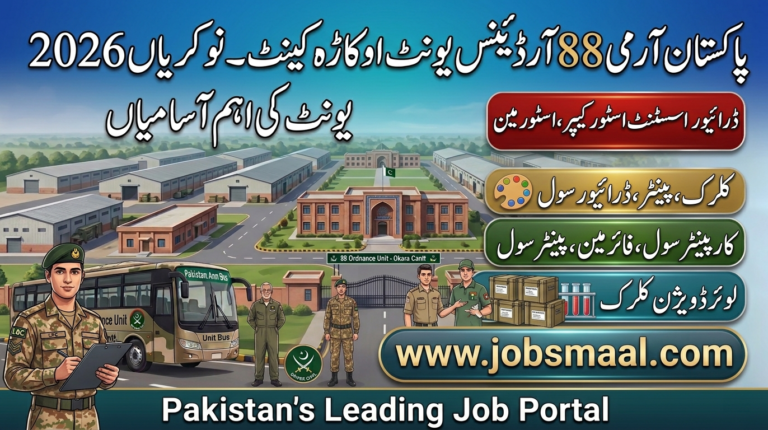 Pakistan Army 88 Ordnance Unit Okara Cantt Jobs 2026