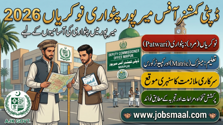 Patwari Jobs 2026 in Mirpur AJK | Apply for 19 Vacancies via Deputy Commissioner Office